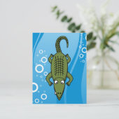 Carte Postale Alligator de dessin mignon avec Arrière - plan d'e (Debout devant)