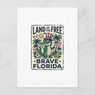 Carte Postale Alligator de Floride Patriotique 4 juillet