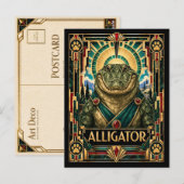Carte Postale Alligator, faune Art déco (Devant / Derrière)