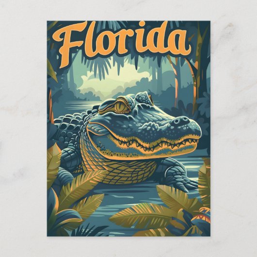 Carte Postale Alligator Floride Everglades (Devant)
