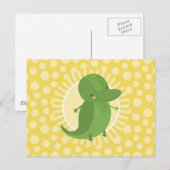 Carte Postale Alligator Mignon - Crocodile Jaune Vert Drôle (Devant / Derrière)