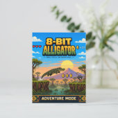 Carte Postale Alligator, Pixel Art Rétro 8 Bits (Debout devant)