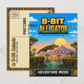 Carte Postale Alligator, Pixel Art Rétro 8 Bits (Devant / Derrière)