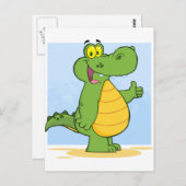 Carte Postale Alligator Souriant Ou Crocodile (Devant / Derrière)