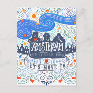 Carte Postale Allons à Amsterdam