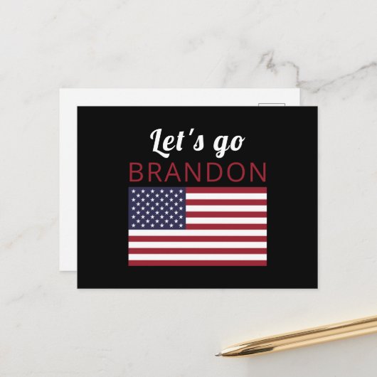 Carte Postale Allons Brandon, American Flag (Devant/Arrière en situation)