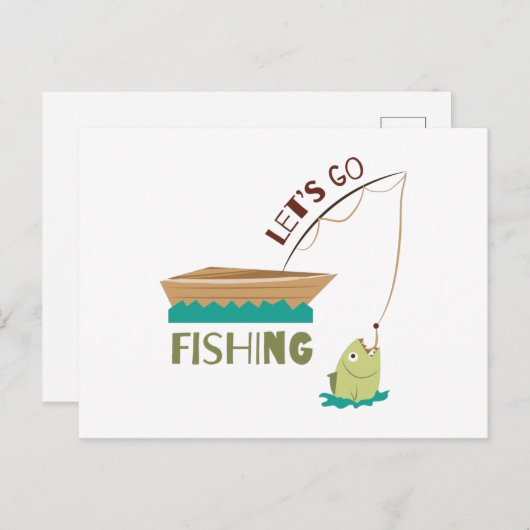 Carte Postale Allons pêcher (Devant / Derrière)