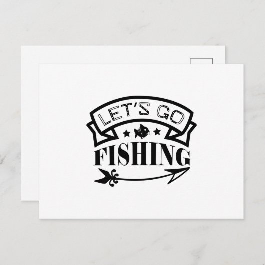 Carte Postale Allons pêcher (Devant / Derrière)