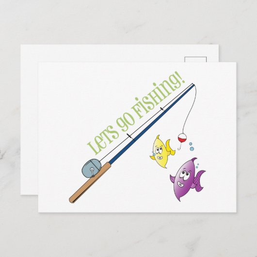 Carte Postale Allons pêcher (Devant / Derrière)