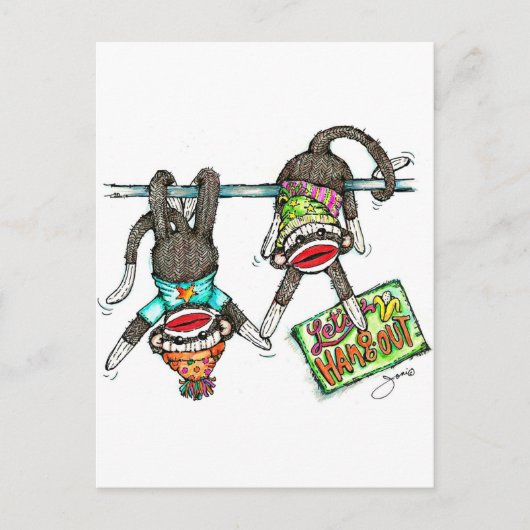 Carte Postale Allons-y - Sock Monkeys (Devant)