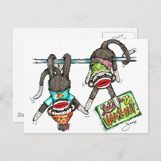 Carte Postale Allons-y - Sock Monkeys (Devant / Derrière)