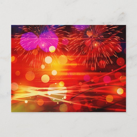 Carte Postale Allumez le ciel Rayons lumineux et feux d'artifice (Devant)
