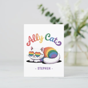Carte Postale Ally Cat - Cute White Cat LGBTQ Pride (2)