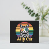 Carte Postale Ally Cat LGBT Rainbow Flag LGBTQ Cadeau (Debout devant)