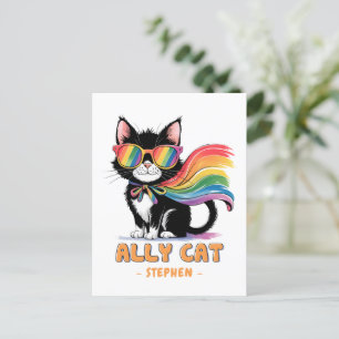 Carte Postale Ally Cat - Rainbow Cat LGBTQ Pride