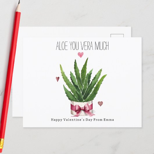 Carte Postale Aloe You Vera Beaucoup Pun Classroom Valentine
