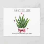 Carte Postale Aloe You Vera Beaucoup Pun Classroom Valentine (Devant)