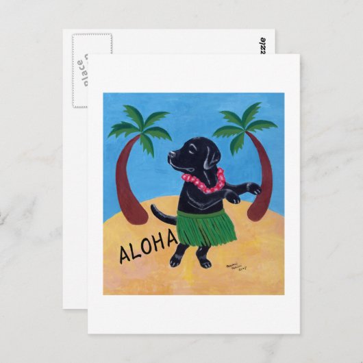 Carte Postale Aloha Black Labrador (Devant / Derrière)