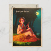 Carte Postale Aloha de Hawaii / Fille avec Ukulele (Devant / Derrière)