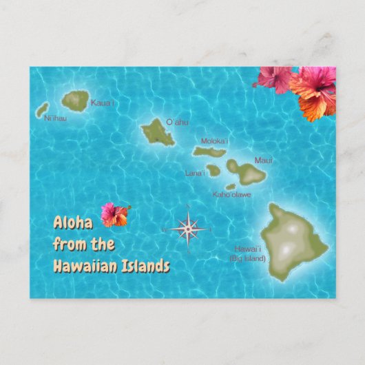 Carte Postale Aloha des îles Hawaiiennes (Devant)