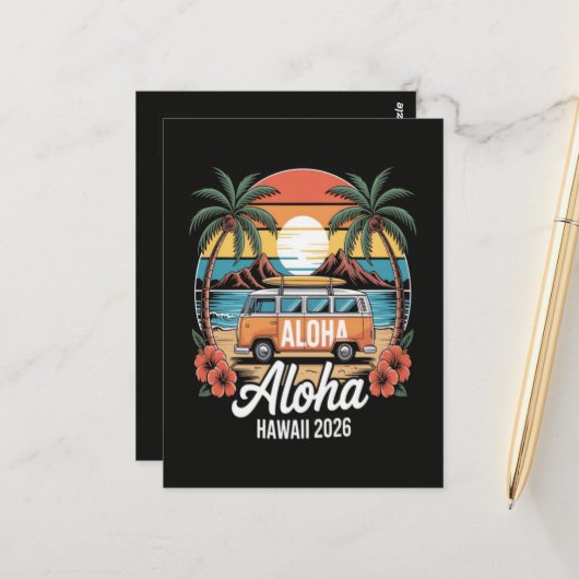 Carte Postale Aloha Hawaï 2026 (Devant/Arrière en situation)