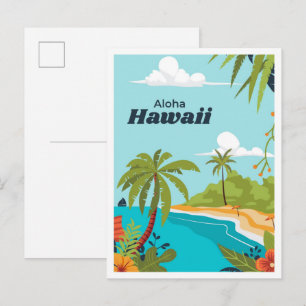 Carte Postale Aloha Hawaï États-Unis Art Voyage vintage