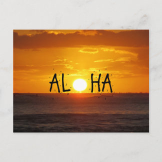 Carte Postale Aloha Hawaii Coucher de soleil Océan