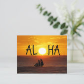 Carte Postale Aloha Hawaii Coucher de soleil Ocean Sailboat (Debout devant)