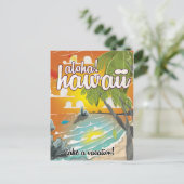 Carte Postale Aloha ! Hawaii ! dessin animé d'affiches de voyage (Debout devant)