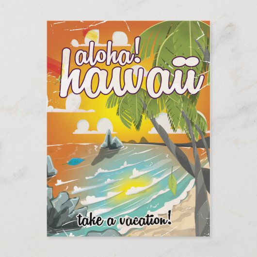 Carte Postale Aloha ! Hawaii ! dessin animé d'affiches de voyage (Devant)
