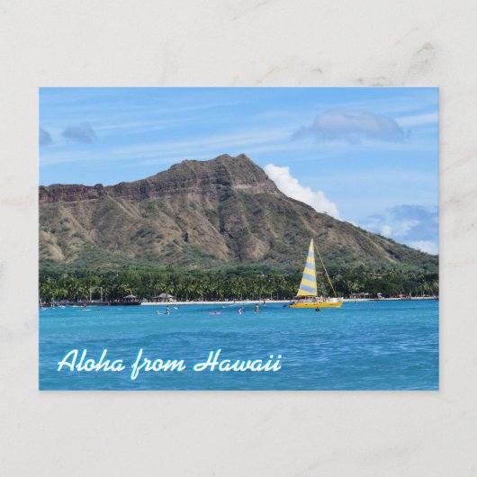 Carte Postale Aloha Hawaii Duamond Head Waikiki Beach Océan (Devant)