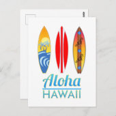 Carte Postale Aloha Hawaii Surf boards (Devant / Derrière)