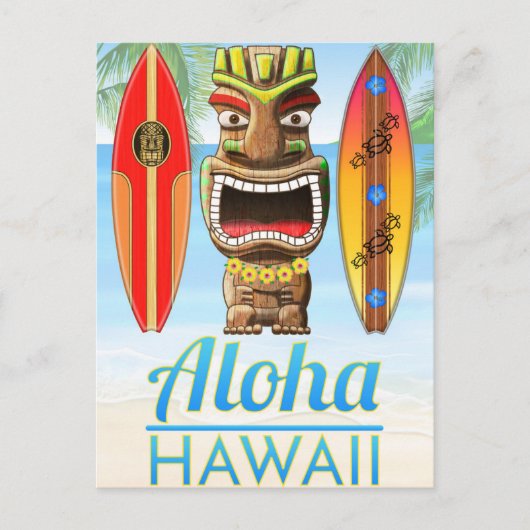 Carte Postale Aloha Hawaii Tiki Statue (Devant)