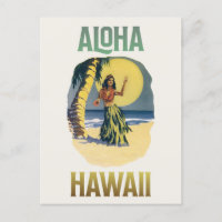 Carte postale Aloha Hawaii Vintage Hula Girl