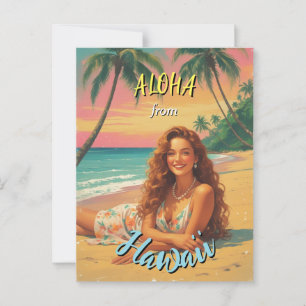 Carte Postale Aloha Hawaiian Travel Style vintage de Hawaii