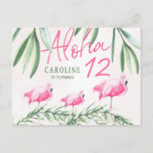 Carte Postale Aloha luau Flamingle fête d'anniversaire tropicale (Devant)