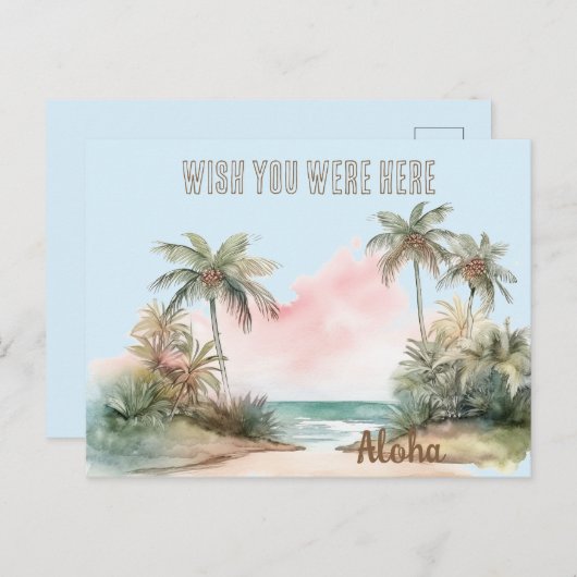 Carte Postale Aloha Plage tropicale Palmiers (Devant / Derrière)