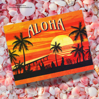 Carte Postale Aloha Salutation de Hawaii Belle plage vintage