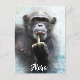 Carte Postale Aloha Salute de doigt moyen drôle Ape Ape offensiv