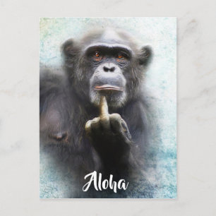 Carte Postale Aloha Salute de doigt moyen drôle Ape Ape offensiv