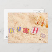 Carte Postale Aloha sur une plage de sable avec coquillages (Devant / Derrière)