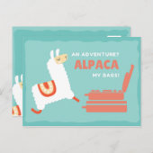 Carte Postale Alpaca Blanc Drôle Voyage (Devant / Derrière)