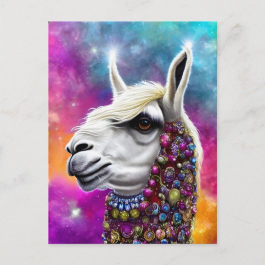 Carte postale Alpaca colorée (Devant)