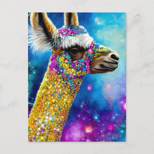Carte postale Alpaca colorée (Devant)