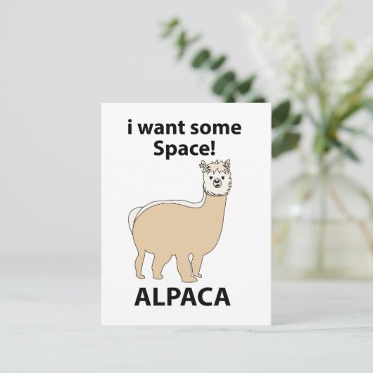 Carte Postale Alpaca Je Veux Un Espace Drôle Alpaca (Debout devant)