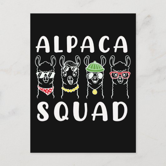 Carte Postale Alpaca Squad Gangster Funny Alpaca Amis (Devant)
