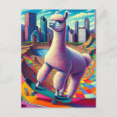 Carte Postale Alpaca sur skateboard (Devant)