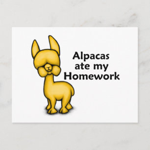 Carte Postale Alpacas a mangé mes devoirs