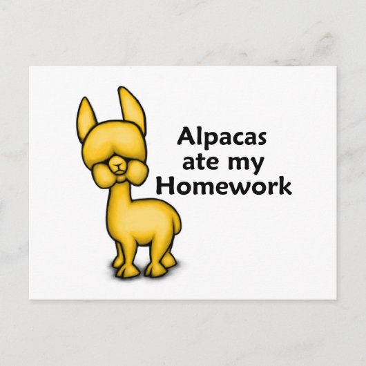 Carte Postale Alpacas a mangé mes devoirs (Devant)