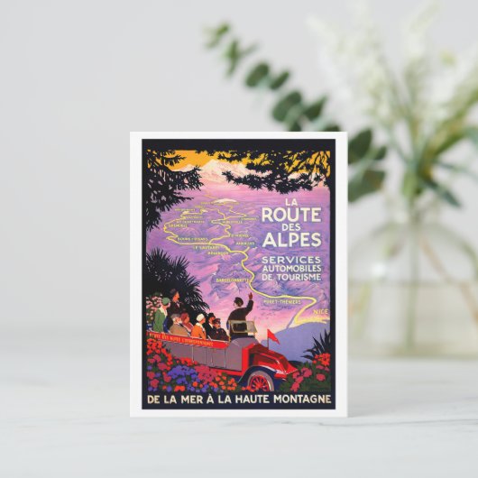 Carte Postale Alpes Route en voiture (Debout devant)